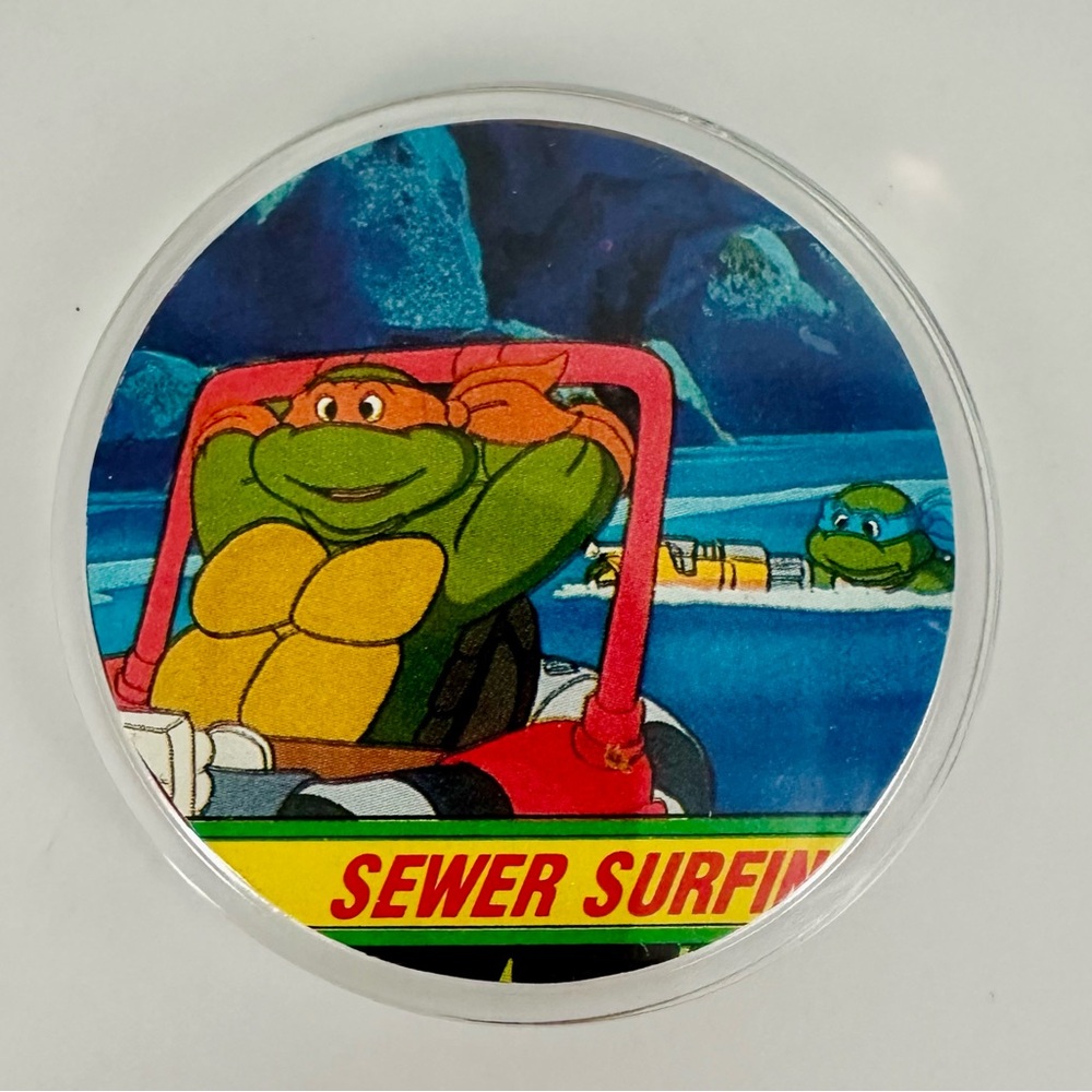 2” Button of Vintage TEENAGE MUTANT NINJA TURTLES Collectible Trading Card Game